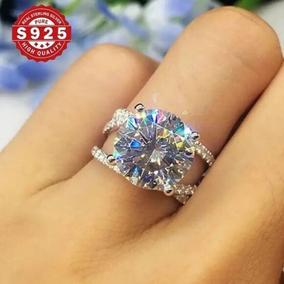 Sterling Silver Sparkling Ring Perfect for Evening Gowns and Parties - Picture 1 of 12